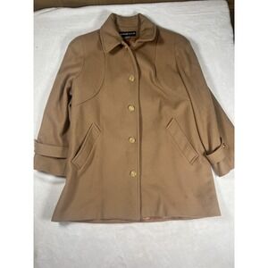 Westbound Coat Womens 12 Brown Wool Mid Length Button Front Collared Lined